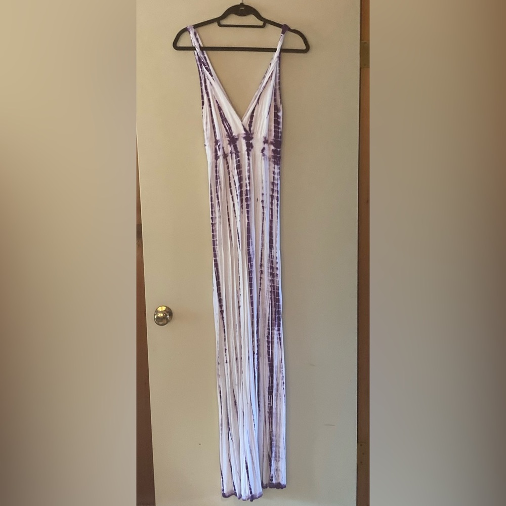 Purple and White Tie Dye Maxi Dress